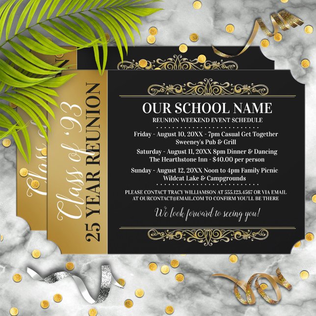 Ticket Style Black/Gold Class Reunion Invitation (Creator Uploaded)