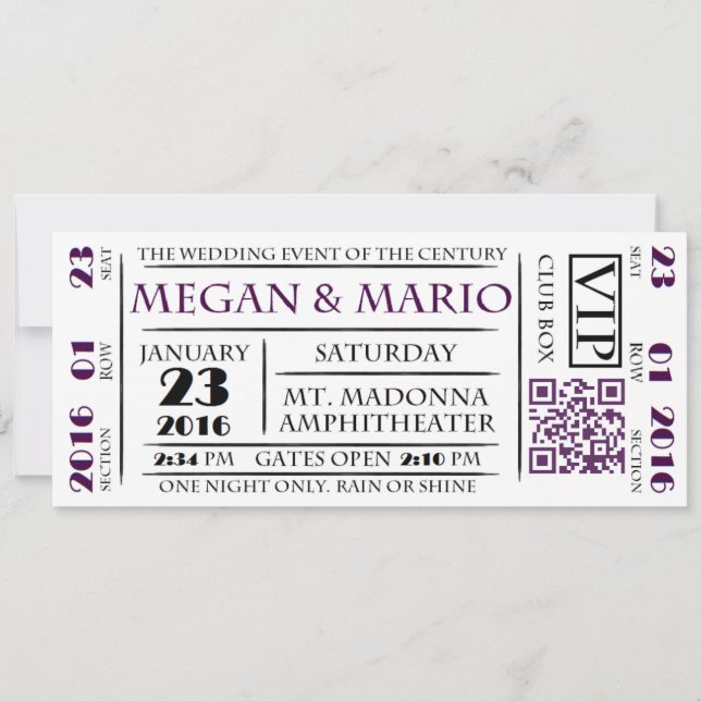 Ticket Style Invitations (Front)