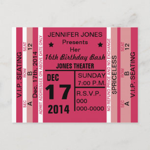 Ticket To Fun Invitation Postcard