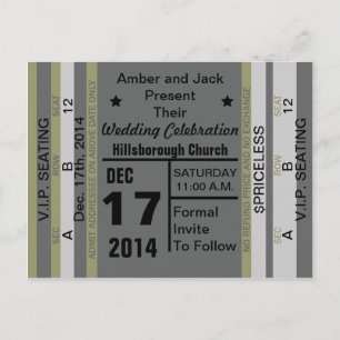 Ticket To Fun Save The Date Postcard