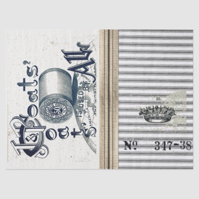 Ticking Burlap Tissue Paper (Front)