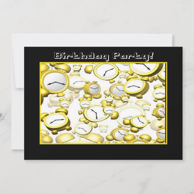 Ticking Clock Birthday Party Invitation (Front)