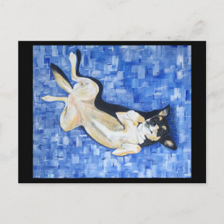 Tickle my tummy kelpie dog design postcard