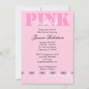 Tickled Pink Baby Girl Shower, Cute Invitation