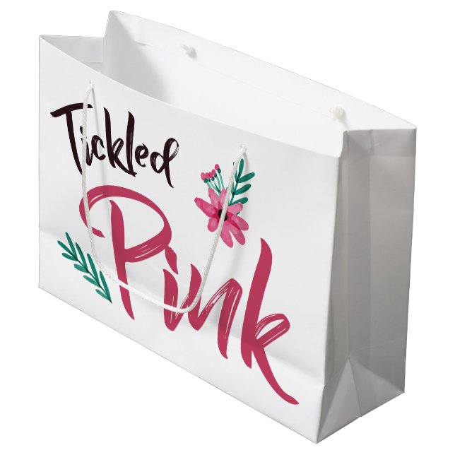 Tickled Pink Baby Shower Gift Bag (Front Angled)