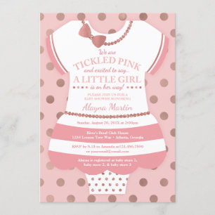 Tickled Pink Baby Shower Invitation, Faux Glitter Invitation