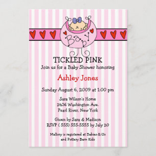 TICKLED PINK Bib Baby Girl Shower Invitations