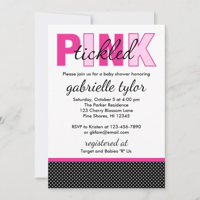 Tickled Pink Dot Baby Shower Invitations (Front)