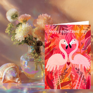 TICKLED PINK Flamingos Valentine Whimsical Cute  Card