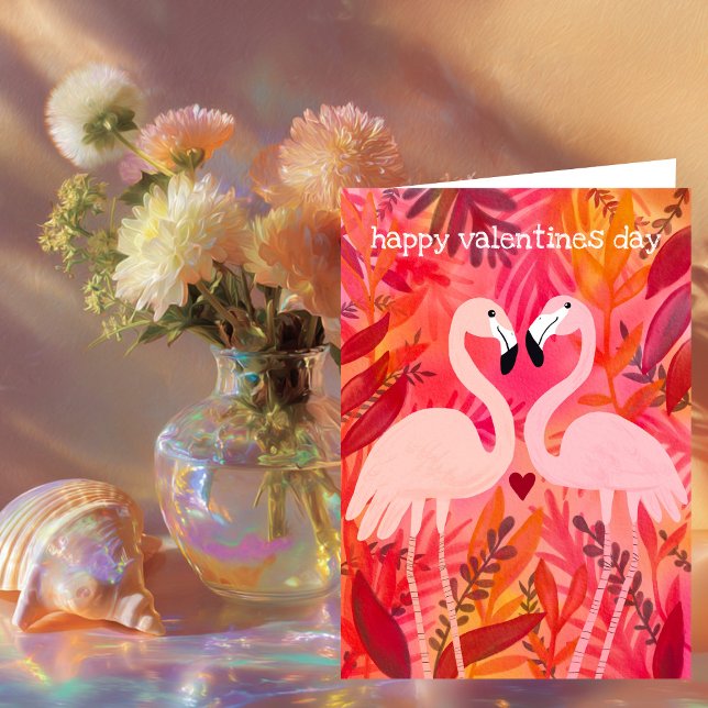 TICKLED PINK Flamingos Valentine Whimsical Cute  Card (TICKLED PINK Flamingos Valentine Whimsical Cute Card
)