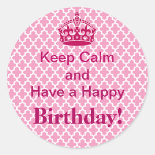 Tickled Pink Keep Calm Birthday Stickers