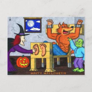 Ticklish Halloween Werewolf Postcard