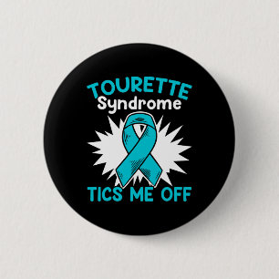 Ticks Me Off Teal Ribbon Tourette Syndrome Awarene 6 Cm Round Badge