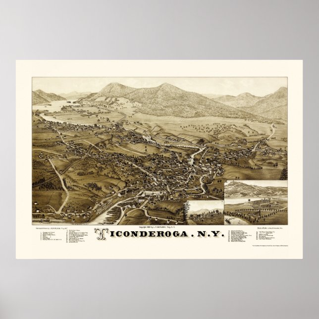 Ticonderoga, NY Panoramic Map - 1884 Poster (Front)