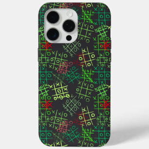 tictactoe pattern.GREEN.B2 DGrey BG iPhone 15 Pro Max Case