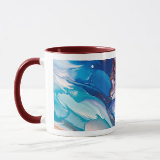 Tidal Bloom – Fluid Ink & Resin Abstract Mug