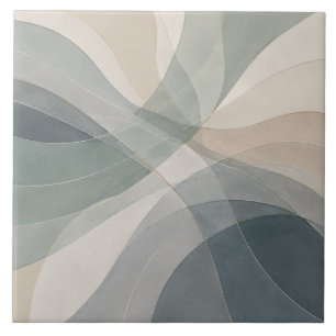 Tidal Veil Sea Glass Abstract Coastal Ceramic Tile