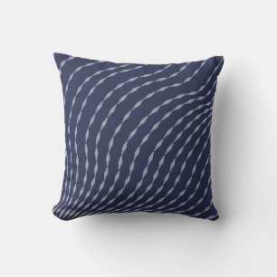 Tidal Whisper Pillow: Flowing Indigo Dreams Cushion