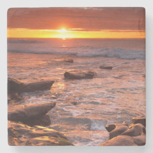 Tide pools at sunset, California Stone Coaster