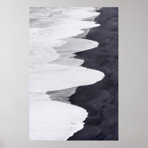 Tide Washes Over Black Beach Poster