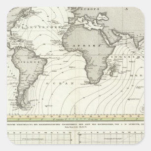 Tide-wave Atlas Map Square Sticker