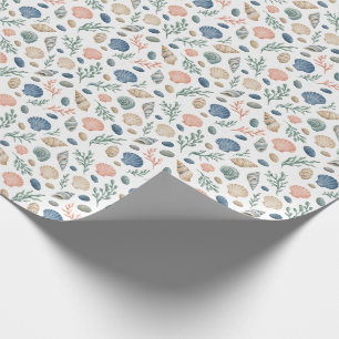 Tidepool Treasures Seashell Coastal Wrapping Paper