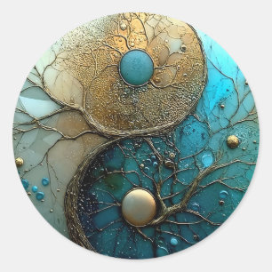 Tides of Balance Yin Yang Design Classic Round Sticker