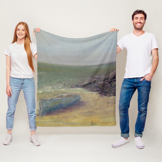 Tide's Rolling In - Boat on the Shore Fleece Blanket (In Situ)