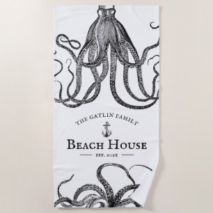 Tides Tentacles   Octopus Themed Beach House Towel