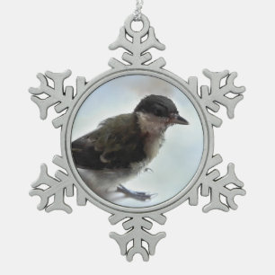 Tidi my Bird the Parus Major Snowflake Pewter Christmas Ornament