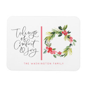 Tidings of Joy Christmas Holiday Greeting Postcard Magnet