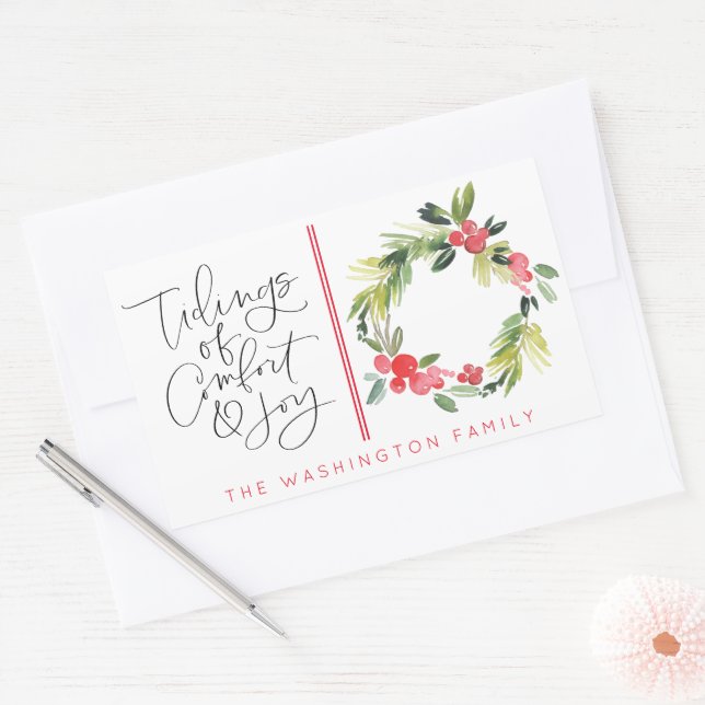 Tidings of Joy Christmas Holiday Greeting Sticker (Envelope)