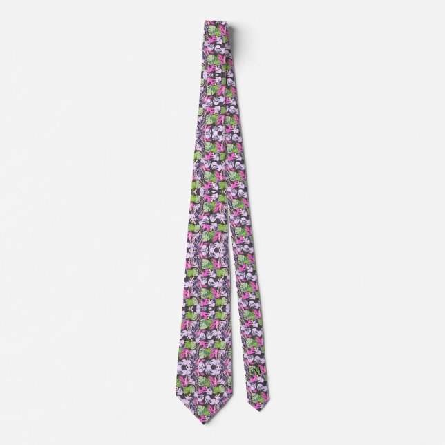 Tie : Abstract Leaves (dark grey) (Front)
