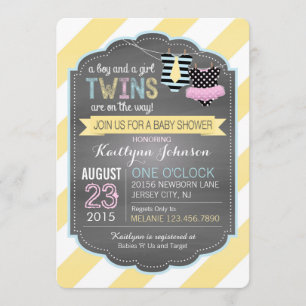Tie and Tutu Twins Baby Shower Invitation