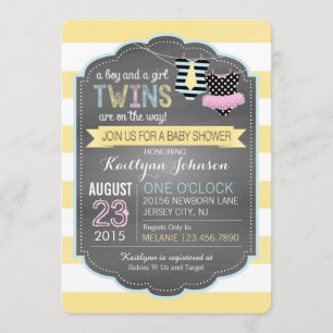 Tie and Tutu Twins Baby Shower Invitation