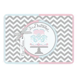 Tie and Tutu Twins First Birthday Invitation