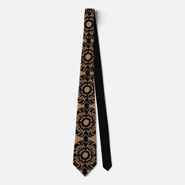 Tie - Black Pattern Tan Black (Front)