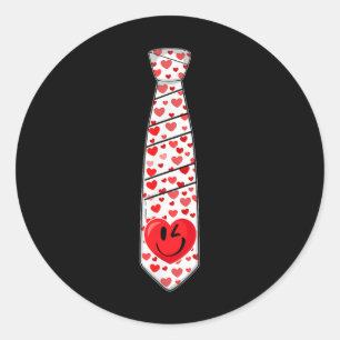 Tie Costumes Heart Valentines Day Boys Mens Toddle Classic Round Sticker