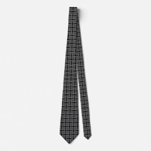 Tie (dbl side) - Interwoven Squares in Black