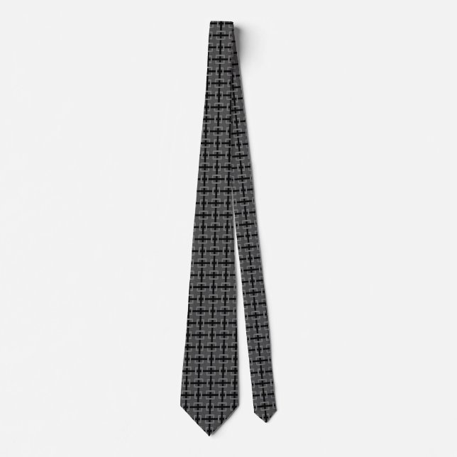 Tie (dbl side) - Interwoven Squares in Black (Front)