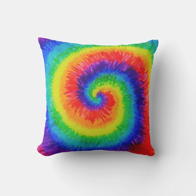 Tie Die Rainbow in Alcohol Ink Cushion (Front)