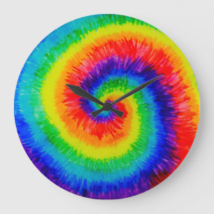 Tie Die Rainbow in Alcohol Ink Large Clock