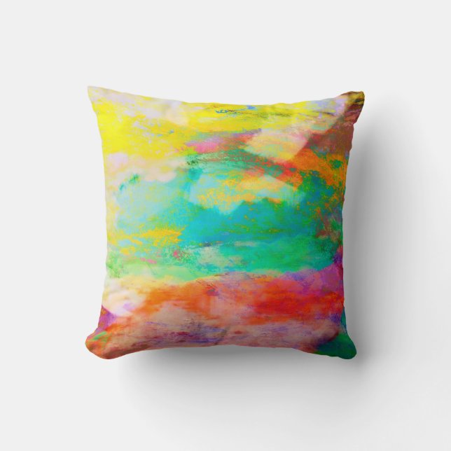 tie die style abstract painting pillow colourful (Front)