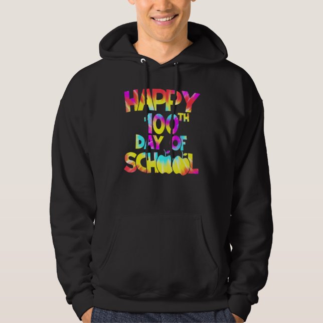 Tie Dye 100 Days Of School 100th Day Of School Tea Hoodie (Front)