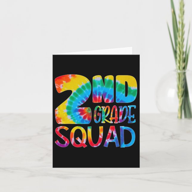 Tie Dye 2nd Grade Squad Teacher Student First Day  Card (Front)