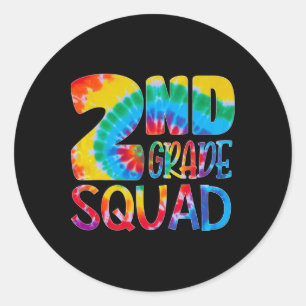 Tie Dye 2nd Grade Squad Teacher Student First Day Classic Round Sticker