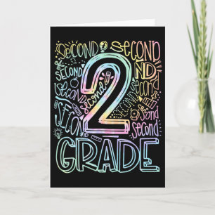 Tie Dye 2nd Grade Typography Team Second Grade Tea Card