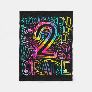 Tie Dye 2nd Grade Typography Team Second Grade Tea Fleece Blanket