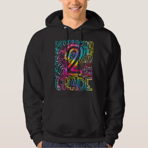 Tie Dye 2nd Grade Typography Team Second Grade Tea Hoodie