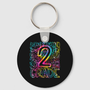 Tie Dye 2nd Grade Typography Team Second Grade Tea Key Ring